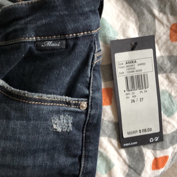 Mavi Anika Mid Rise Ripped Smoky Vintage cropped flare raw hem jeans Size 26 - Picture 9 of 14